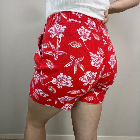 Joie High Waisted Cuffed Floral Linen Blend Shorts 6 - Picture 2 of 9